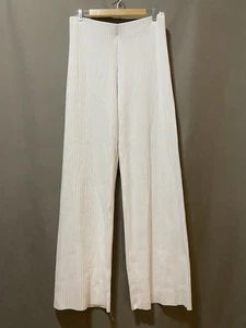 NWOT ZARA Women Elastic Waistband High-Rise Rib Knit Wide Leg Pants Size L White - Picture 1 of 13