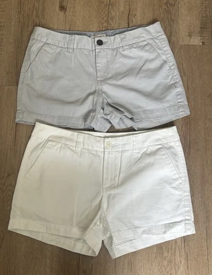 Paquete de Pantalones Cortos Merona para Mujer Talla 4 Algodón Chino Gris y Blanco Playa Verano Foto 1 de 4