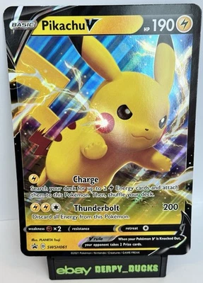 Pokemon TCG Black Star Promo Pikachu V SWSH061 Ultra Rare Holo Card JUMBO CARD - Image 1 of 2