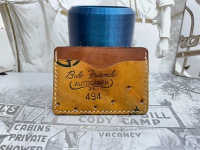 Baseball Glove Leather Card Holder Cash Pocket Bob Friend Signature - Image 1 of 4