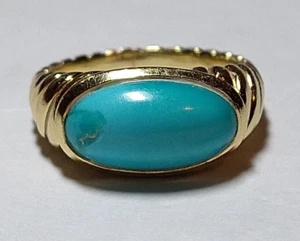 Solid 18k gold turquoise david yurman ring 8.94 grams - jeweler special READ! - Picture 1 of 24