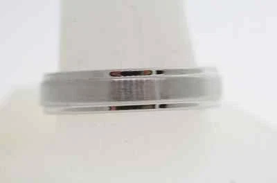 Triton White Tungsten Carbide Comfort Fit 6mm Satin Center Step Edge Band Ring - Image 1 of 4