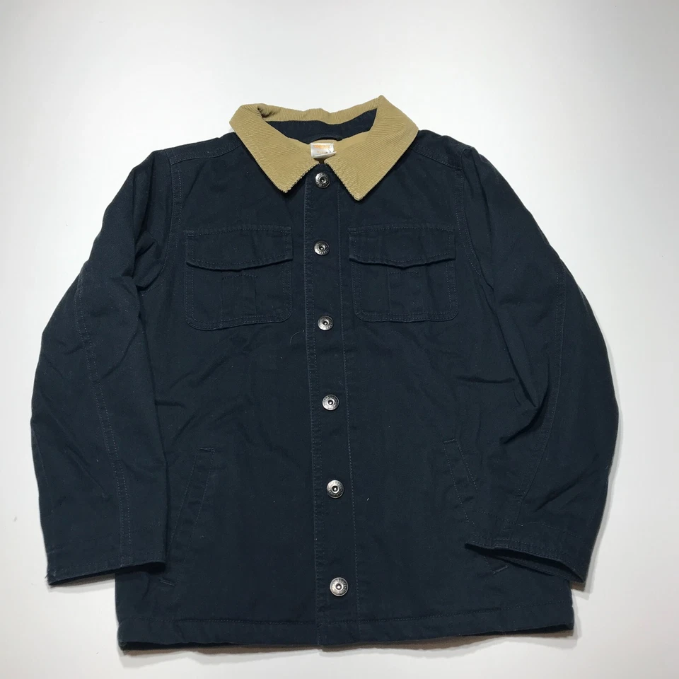 Gymboree Shirt Jacket Boys Youth Sz M (7-8) Button Navy Blue w/ Corduroy Collar - Image 1 of 4
