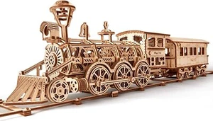 Wooden Puzzle 3D Toy Train Set with Railway Brain Teaser for Adults and Kids - Picture 1 of 6