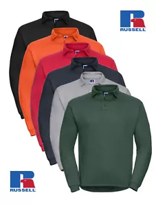 Russell 012M Heavy Duty Workwear Polo Collared Jumper Sweatshirt XS-4XL - Picture 1 of 8