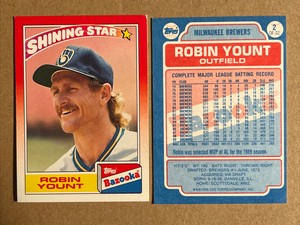 1990 Bazooka Shining Stars Topps Insert card Robin Yount 2.  B0312