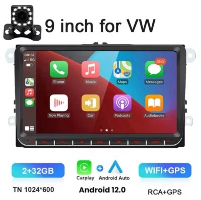 Autoradio Para VW Golf 5 6 Polo Touran Carplay Inalámbrico Bluetooth GPS RDS - Imagen 1 de 4