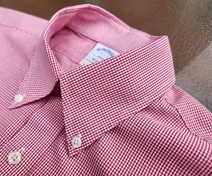 BROOKS BROTHERS SHIRT, Men 15 x 32/33 REGENT (Small) Red & White Plaid, NO IRON - Picture 1 of 10