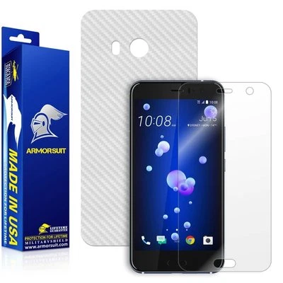 ArmorSuit MilitaryShield HTC U11 Screen Protector + White Carbon Fiber Skin USA - Image 1 of 4