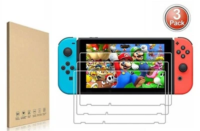 Pacote com 3 protetores de tela de vidro temperado premium 9H para Nintendo Switch - Imagem 1 de 4