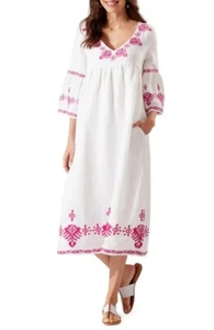 Tommy Bahama WHITE St. Lucia Embroidered Bell Sleeve MIDI Dress, US Large - Picture 1 of 4
