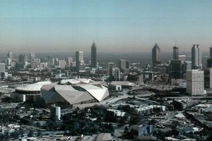 Atlanta Mercedes Benz Stadium & Georgia Dome GA, NFL Falcons Football - Postcard - Picture 1 of 2