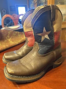 LIL DURANGO BOOTS TEXAS FLAG 8" WESTERN KIDS BROWN SQUARE TOE BT246 SIZE 2M YES! - Picture 1 of 11
