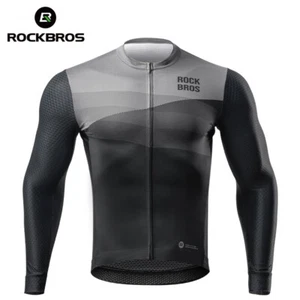 ROCKBROS Cycling Jersey Bike Thermal Fleece Warm Long Bike Jacket Shirt Clothing - Picture 1 of 21