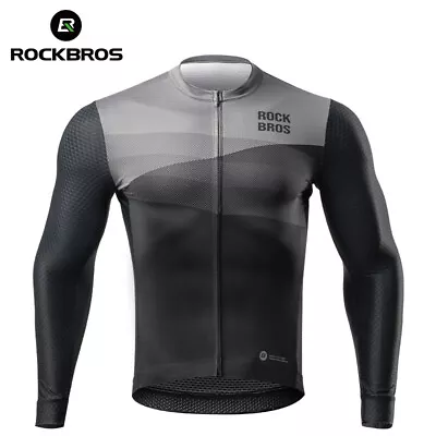 ROCKBROS Cycling Jersey Bike Thermal Fleece Warm Long Bike Jacket Shirt Clothing - Image 1 of 4