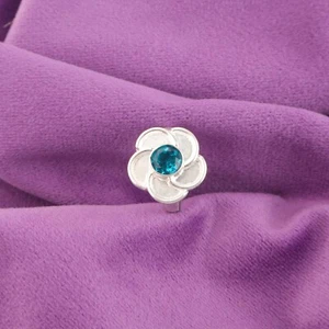 Anillo de moda de plata 925 corte redondo piedra apatita artesanal única banda tamaño todos los tamaños - Imagen 1 de 6