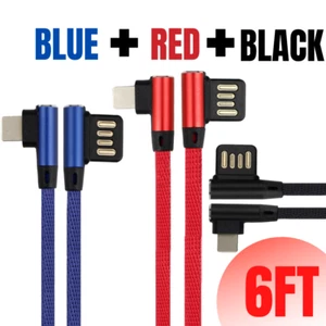 3Pack 6FT 90 Degree USB Fast Charger Cable Charging Cord For iPhone 11 12 Pro XR - Picture 1 of 11