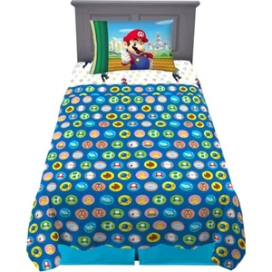Juego de sábanas Super Mario Twin de 3 piezas de microfibra suave multicolor para niños - Imagen 1 de 6