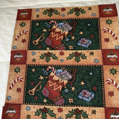 "Juego de 6 medias de tela de tapiz navideño regalos caramelos 18,5 X 11,5"" de colección" Foto 1 de 4