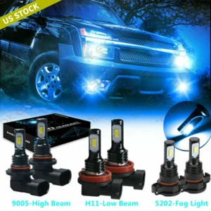 For Suburban Tahoe 2007-2014 8000K LED Headlight Fog Light 6x Bulbs Kit - Picture 1 of 11