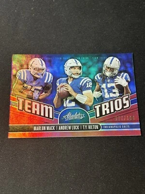 2019 Absolute Team Trios Red TT-IC Mack/Andrew Luck/T.Y Hilton /100 - Image 1 of 2