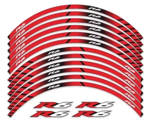 Yamaha YZF R6 Felgenaufkleber Aufkleber Set vorne & hinten 17" rot & schwarz - Bild 1 von 1