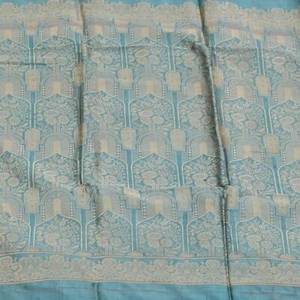 Saris vintage azul pálido 100 % seda pura tejido sari indio tela artesanal 5YD - Imagen 1 de 7