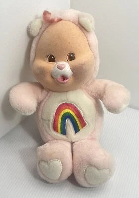 RARE Vintage 1986 Care Bear Cub Cheer Bear Plush Flocked Face 11" Kenner - Image 1 of 4