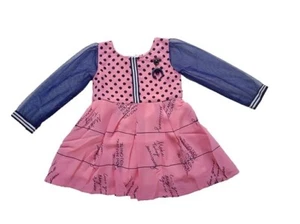 Blue and Pink Frock For Girls Net Full Sleeves Party Wear Dress Princes Frock - Picture 1 of 8