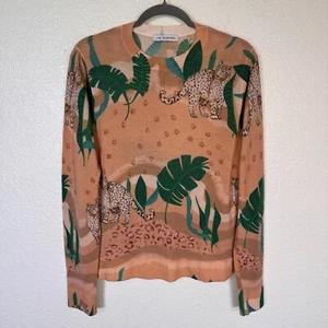 Las Surenas Cashmere Sweater Womens Large Jungle Damour Leopard Cat Art to Wear - Picture 1 of 10