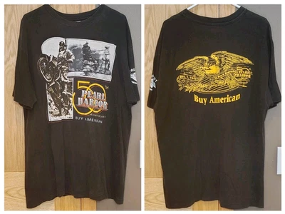 VINTAGE 1991 HARLEY PEARL HARBOR 50TH SINGLE-STITCH T-SHIRT MENS XL RK STRATMAN - Image 1 of 4