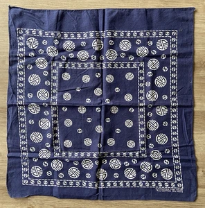 Vintage Fast Color All Cotton RN 14193 dunkelblau Bandana USA geometrische Kugeln - Bild 1 von 6