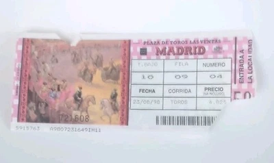 1998 - Plaza De Toros Las Ventas Madrid Ticket - Image 1 of 2