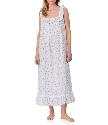 Nwt $78 Eileen West White/Blue Swiss Dot COTTON LAWN Long Ballet Nightgown Sz 3X - Image 1 of 3