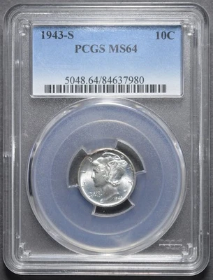 1943 S Mercury Dime PCGS MS64 - Image 1 of 4