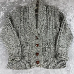 Segue Cable Knit Mohair Wool Sweater Women's Medium Gray Grandpa Cardigan (1001) - Picture 1 of 9