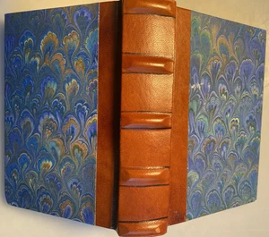 Cuarto de cuero azul jaspeado tableros 200 hojas de papel 5 bandas diario o diario - Imagen 1 de 14