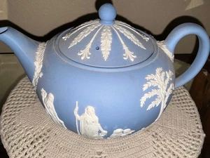 Tetera y tapa vintage 1957 Wedgewood azul jaspe excelente estado - Imagen 1 de 7