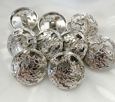 10PC Silver Leave Metal Buttons Shank Buttons For Crafts Clothes 20mm - Image 1 of 3