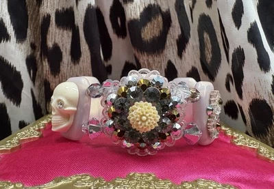 Pulsera Tarina Tarantino Vintage Calavera Poesía Floral Cristal Swarovski Marfil Foto 1 de 4
