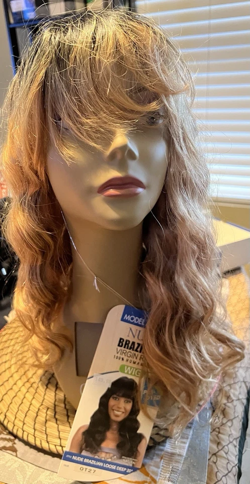 Modelo Modelo Modelo Brasileño Desnudo 100% Cabello Humano Cuerpo Onda Peluca Flequillo OT27 Nuevo 20” Foto 1 de 4