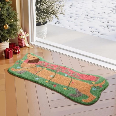 Tapete de Área Ashler Dachshund, Tapete de Banho Absorvente Tufado Macio de Natal, Filhote Nós... - Imagem 1 de 4