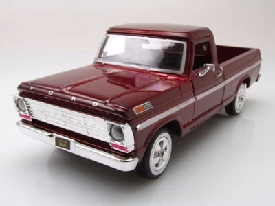 Ford F-100 Pick Up 1969 Rosso Scuro Modellino Auto 1:24 MotorMax - Immagine 1 di 4