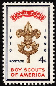 Canal Zone - 1960 - 4 Cents Boy Scouts of America Anniversary & Badge # 151 Mint