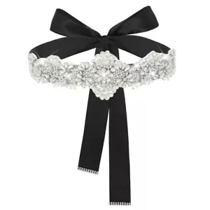 Black Rhinestones Wedding Belt for Women Applique Pearl Bridal Sash Belt Wedd... - Picture 1 of 8
