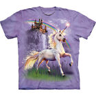 Unicorn Castle Purple Fantasy Rainbow Adult T-Shirt Mountain Horses Animal S-5X