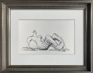 Figura Henry MOORE Litografía Sentada Edición Limitada 1958 con MARCO - Imagen 1 de 12