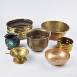 Brass & Copper Convolute - Planter - Vase - Bowl Vintage - Picture 1 of 8