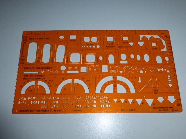 Zeichenschablone STANDARDGRAPH N° 7300 ARCHITEKT - WERKPLAN I Maßstab 1 : 50 - Bild 1 von 1