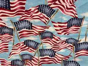 Patriotic American Flag Fat Quarter Cotton Fabric 18" x 22" Quilting Material - Picture 1 of 3
